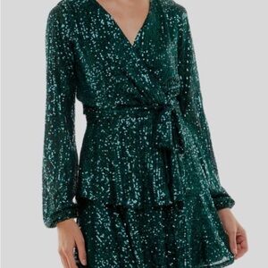 Trixxi Juniors Sequin Wrap Dress